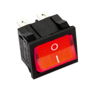 F143 - Interruttore bipolare luminoso rosso 6A - 250V - 19X23