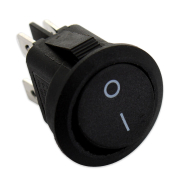 Interruttore tondo nero ø 20mm 6A 250V bipolare 4 faston 4,8mm