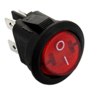 Interruttore tondo lumin. rosso ø 20mm 6A 250V bipolare 4 faston 4,8mm