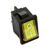 F449G - Interruttore bipolare luminoso giallo 6a 250V 6A faston da 4,8